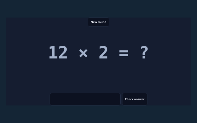 Multiplication Quest playing interface